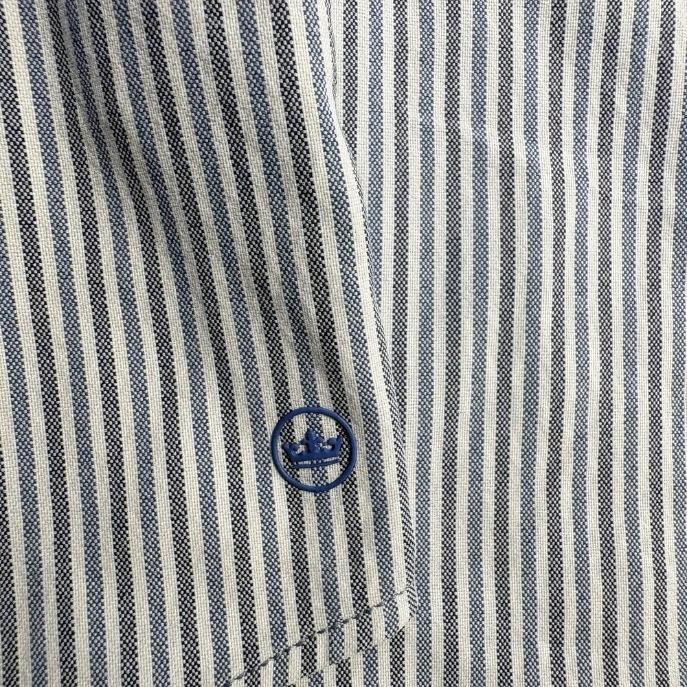 Peter Millar Crown Crafted Shirt Men's M Button Up Long Sleeve Blue Striped - Picture 11 of 12